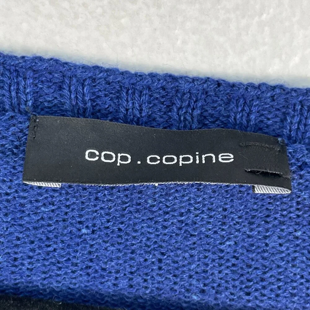 Cop.Copine Womens Medium Bishop Pullover Blue Sweater Dolman Sleeve Square Neck‎ - Picture 3 of 12
